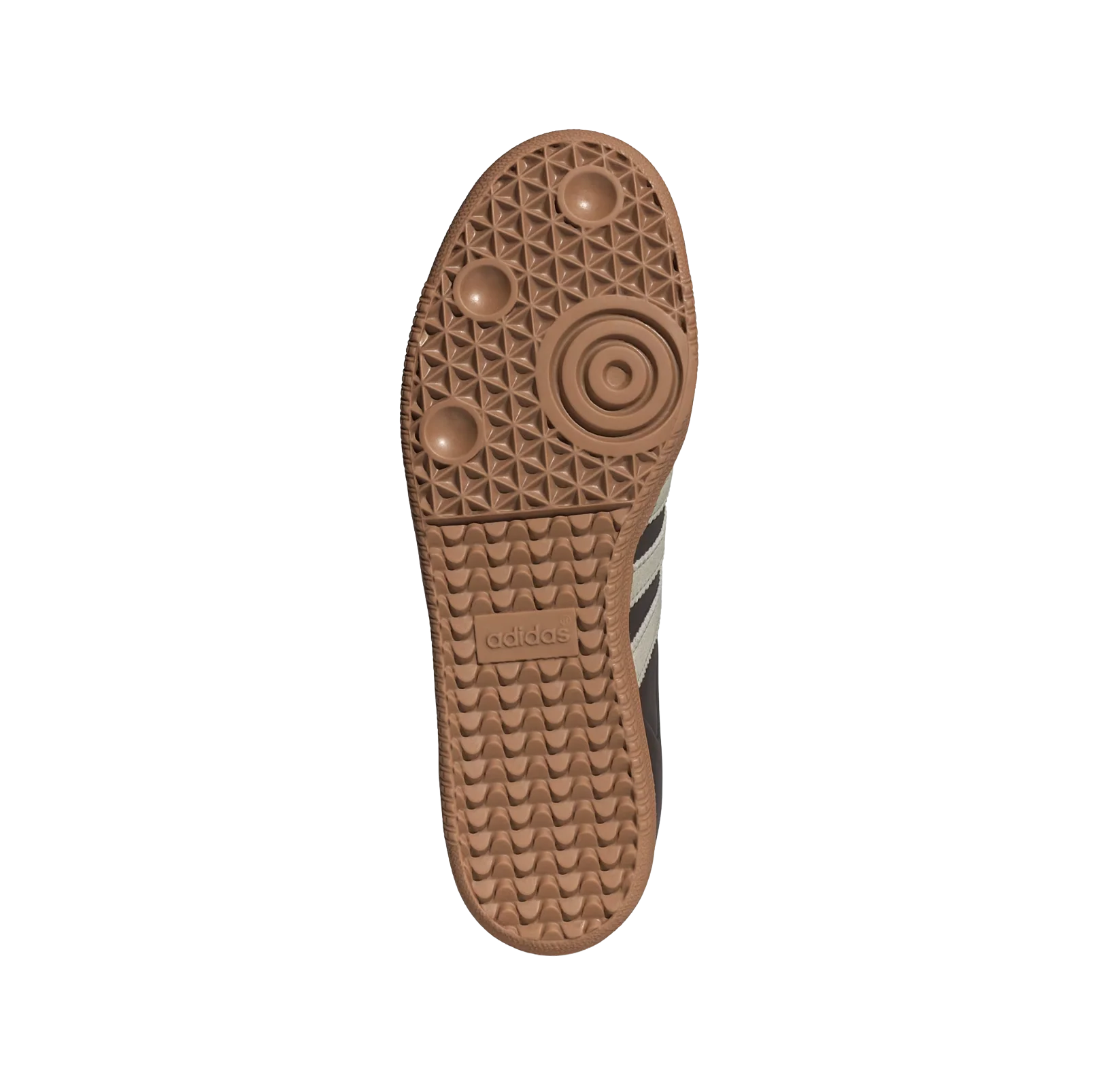 Adidas Samba OG Brown Putty – vue semelle des baskets rétro en cuir et suède avec semelle gomme naturelle