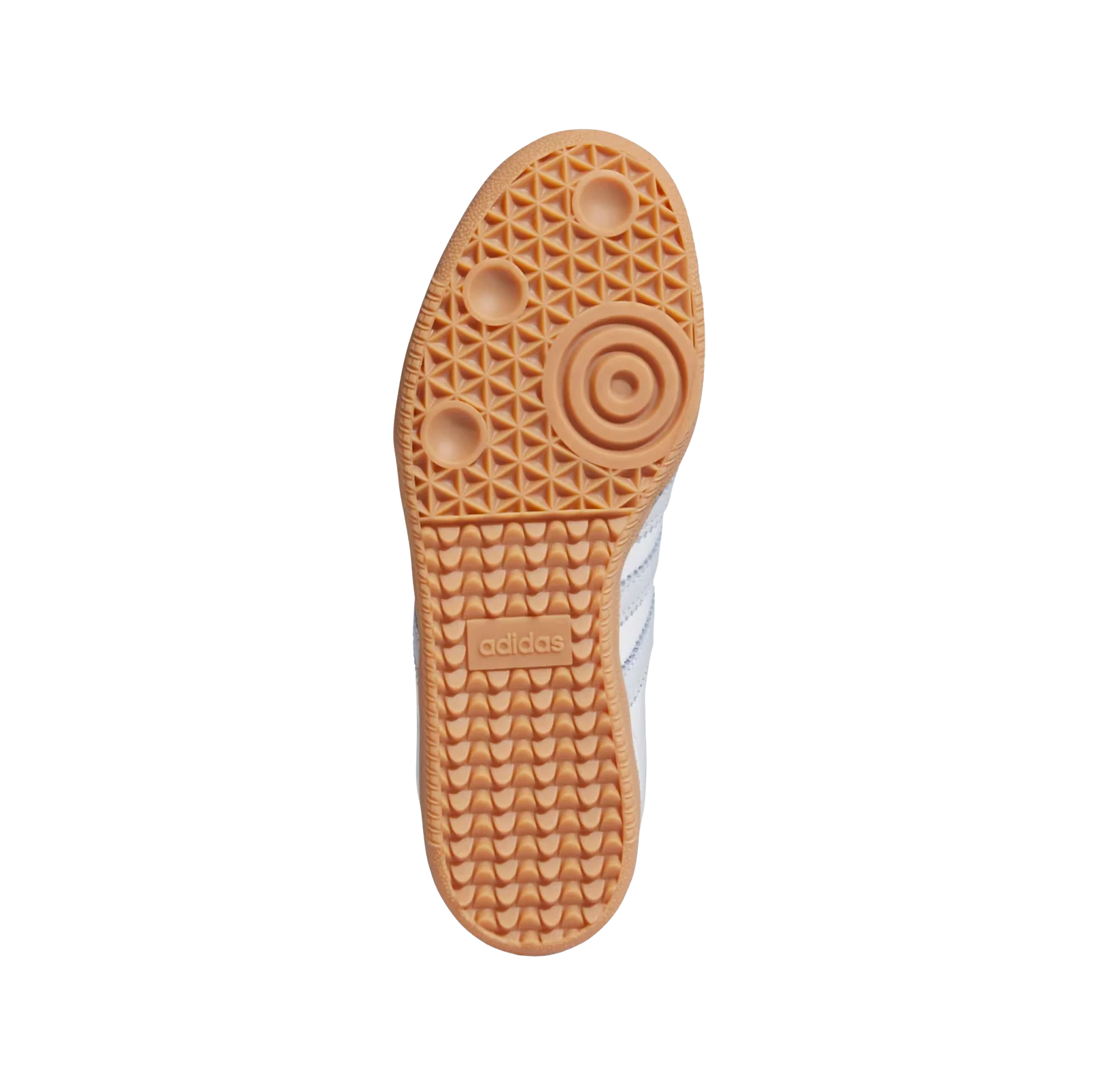 Adidas Samba OG Cloud White – vue semelle des baskets rétro en cuir avec semelle gomme et détails bleu clair