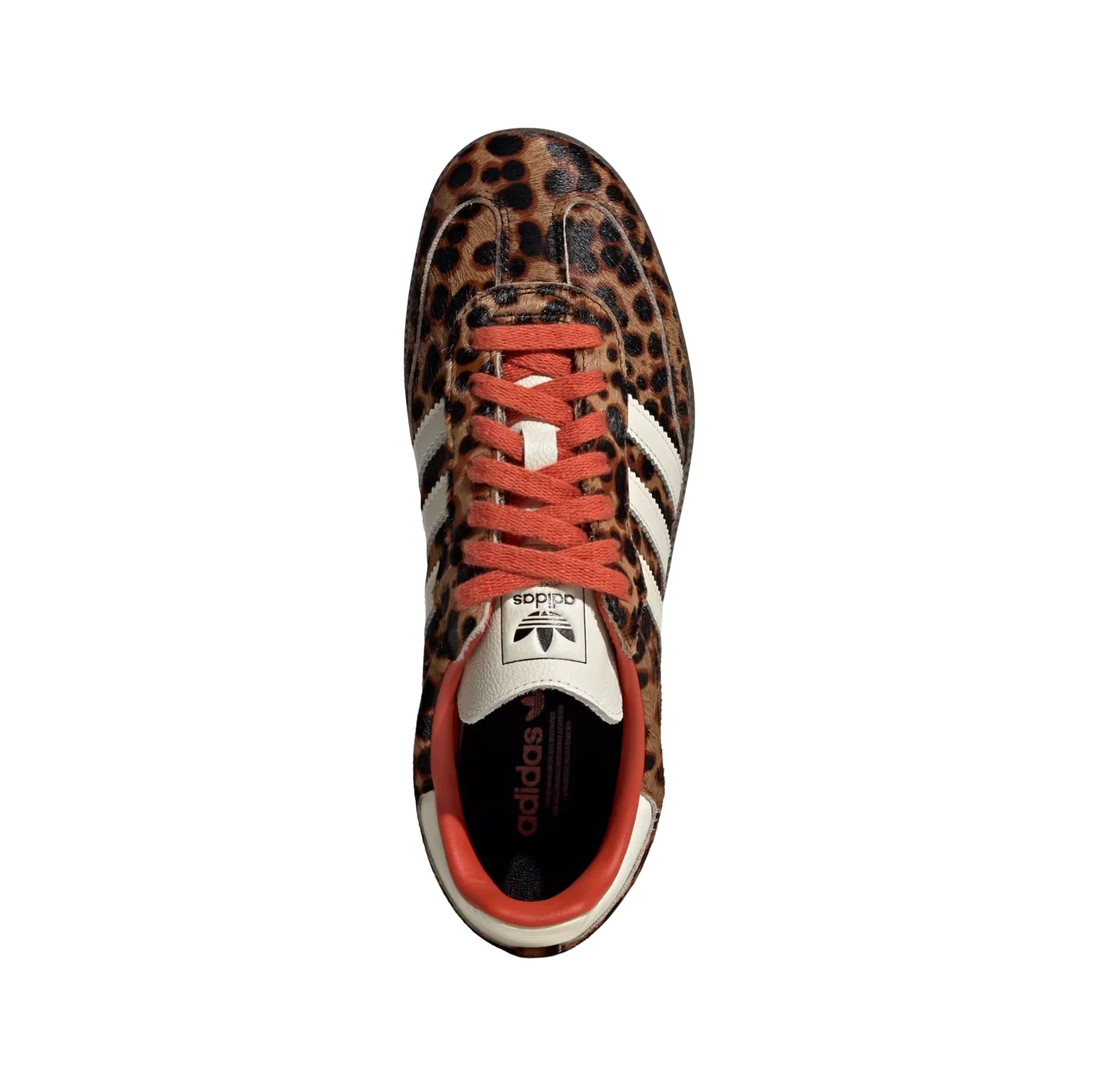 Adidas Samba OG Leopard – vue dessus des baskets rétro en pony hair imprimé léopard avec semelle gomme