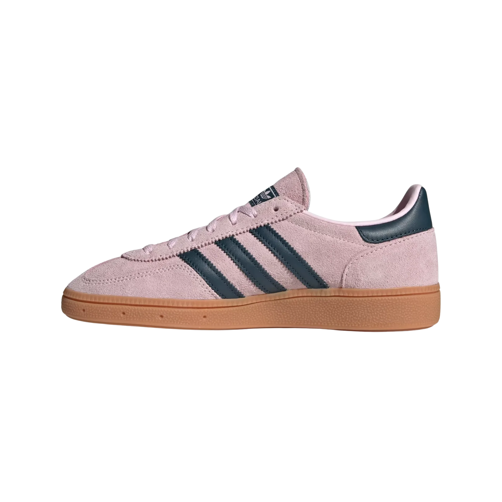 Adidas Spezial Clear Pink – vue latérale opposée des baskets rétro en suède avec semelle gomme et bandes Arctic Night
