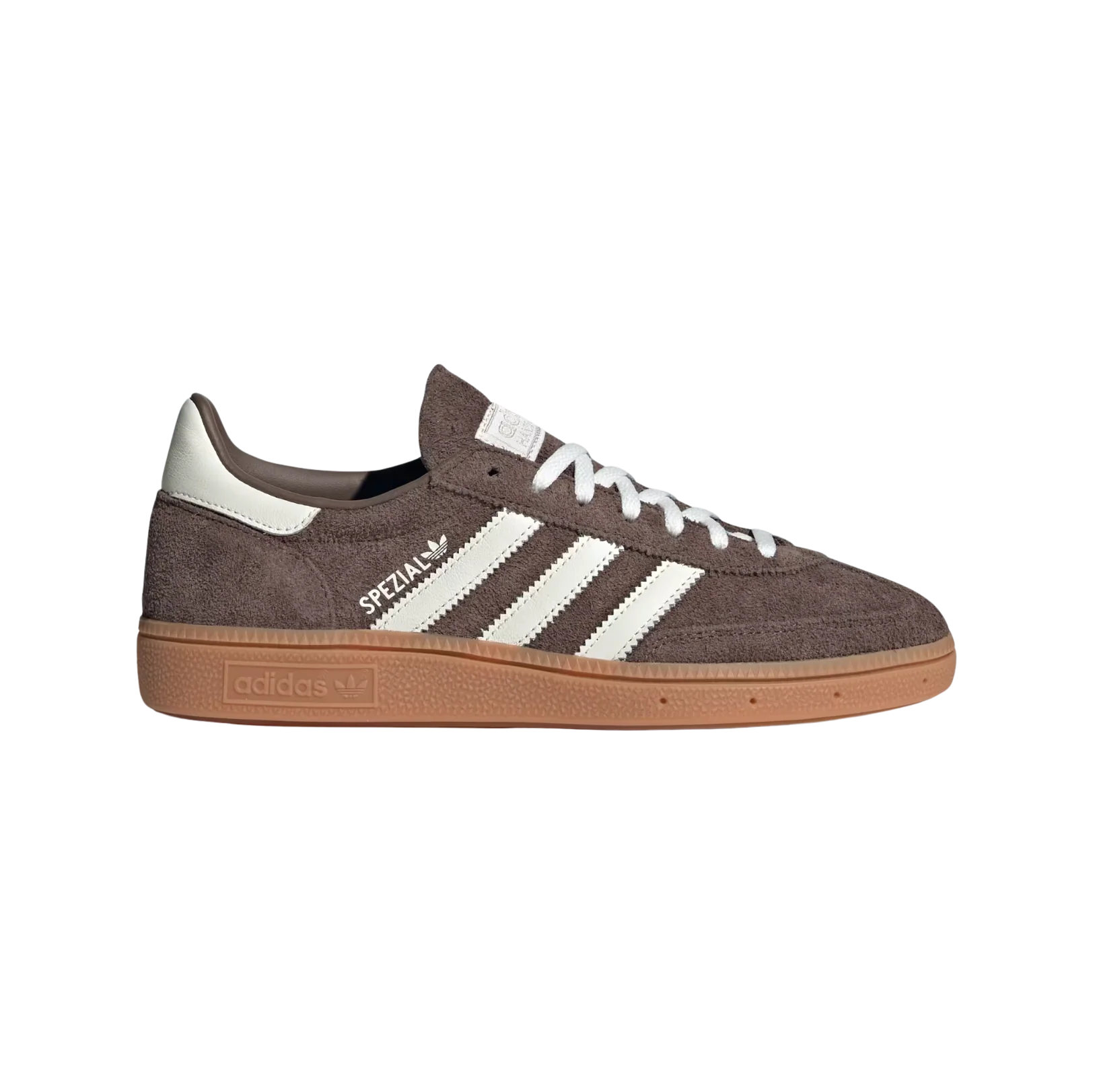Adidas Spezial Earth Strata – vue latérale des baskets rétro en suède avec semelle gomme et bandes blanches