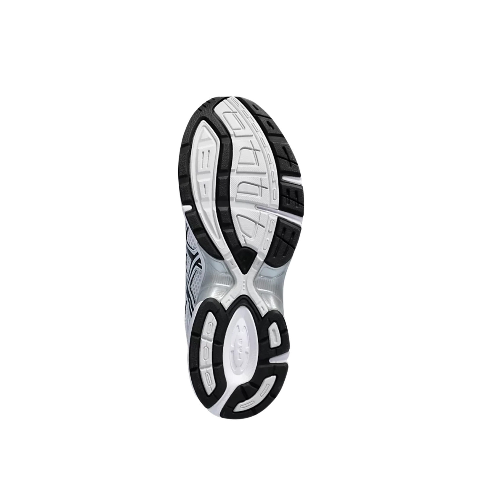 ASICS GEL 1130 White & Black – vue semelle avec grip antidérapant et amorti GEL intégré dans une semelle extérieure en gomme.