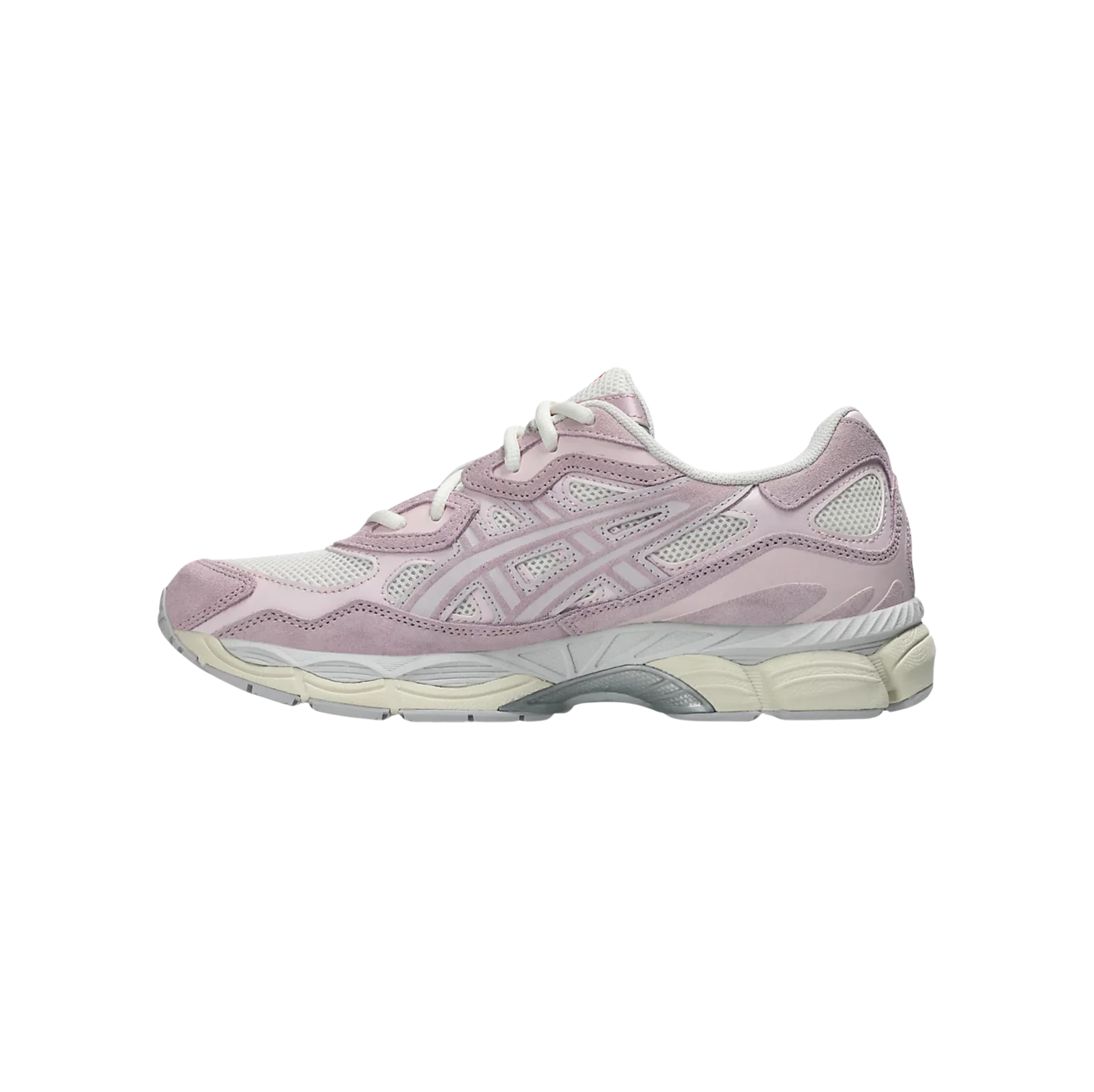 ASICS GEL NYC Cream Rose Water – vue latérale opposée des baskets rétro-tech en cuir avec amorti GEL et empiècements synthétiques