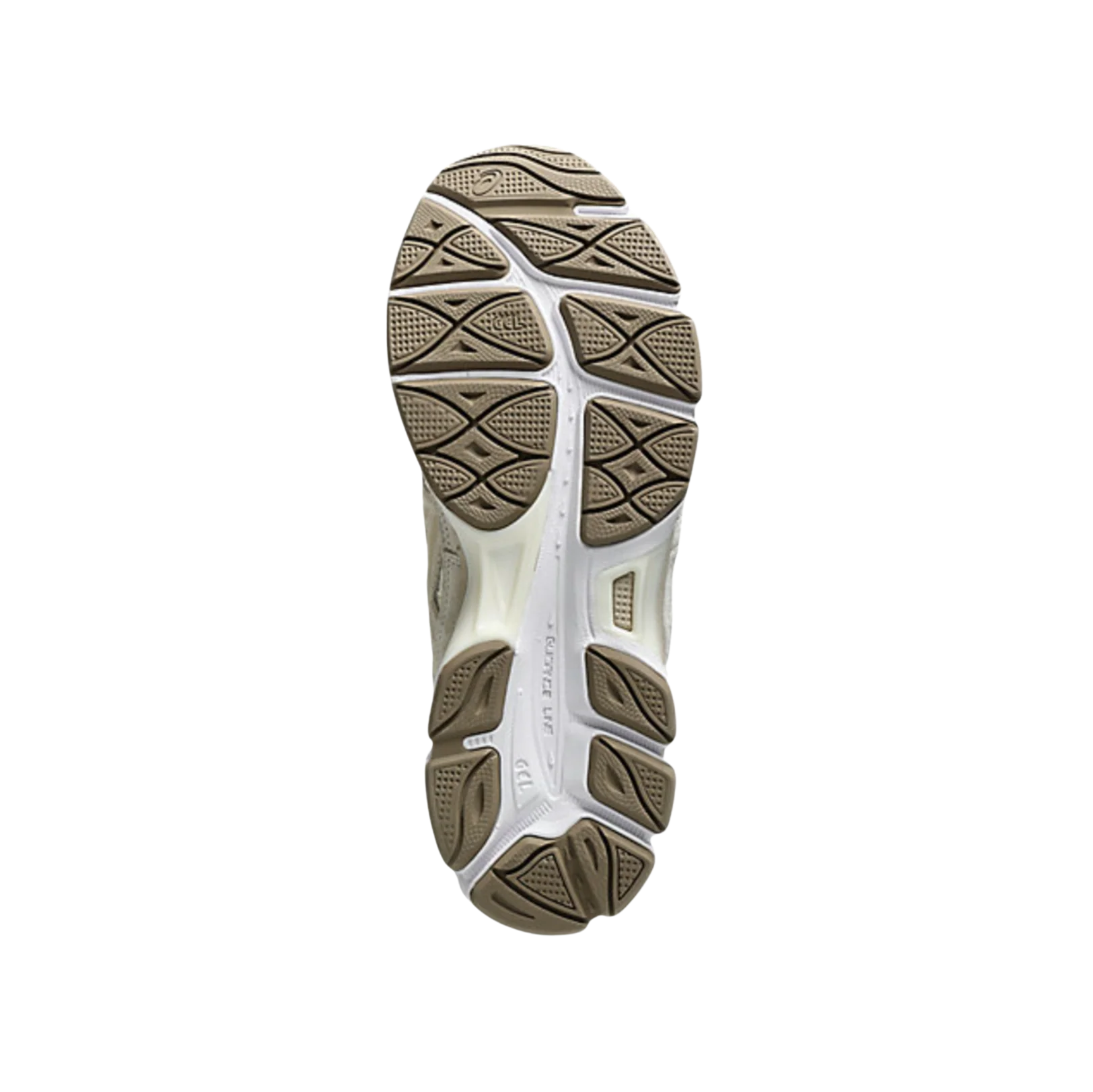 Asics GEL NYC Feather Grey – vue semelle des baskets rétro-tech avec amorti GEL et semelle gomme
