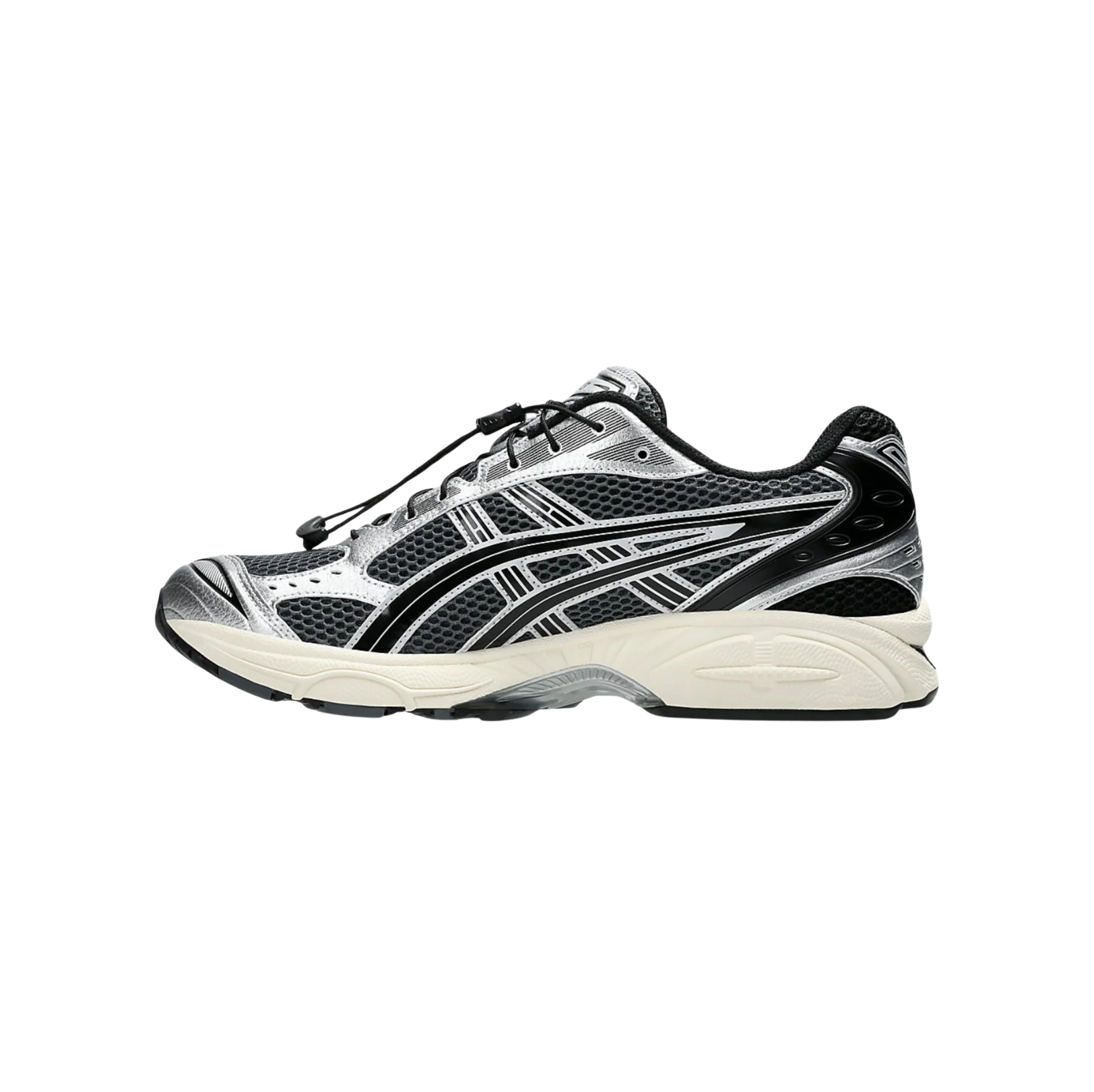 ASICS Kayano 14 Carrier Grey Black – vue latérale opposée des baskets rétro-tech en textile respirant avec amorti GEL et semelle gomme