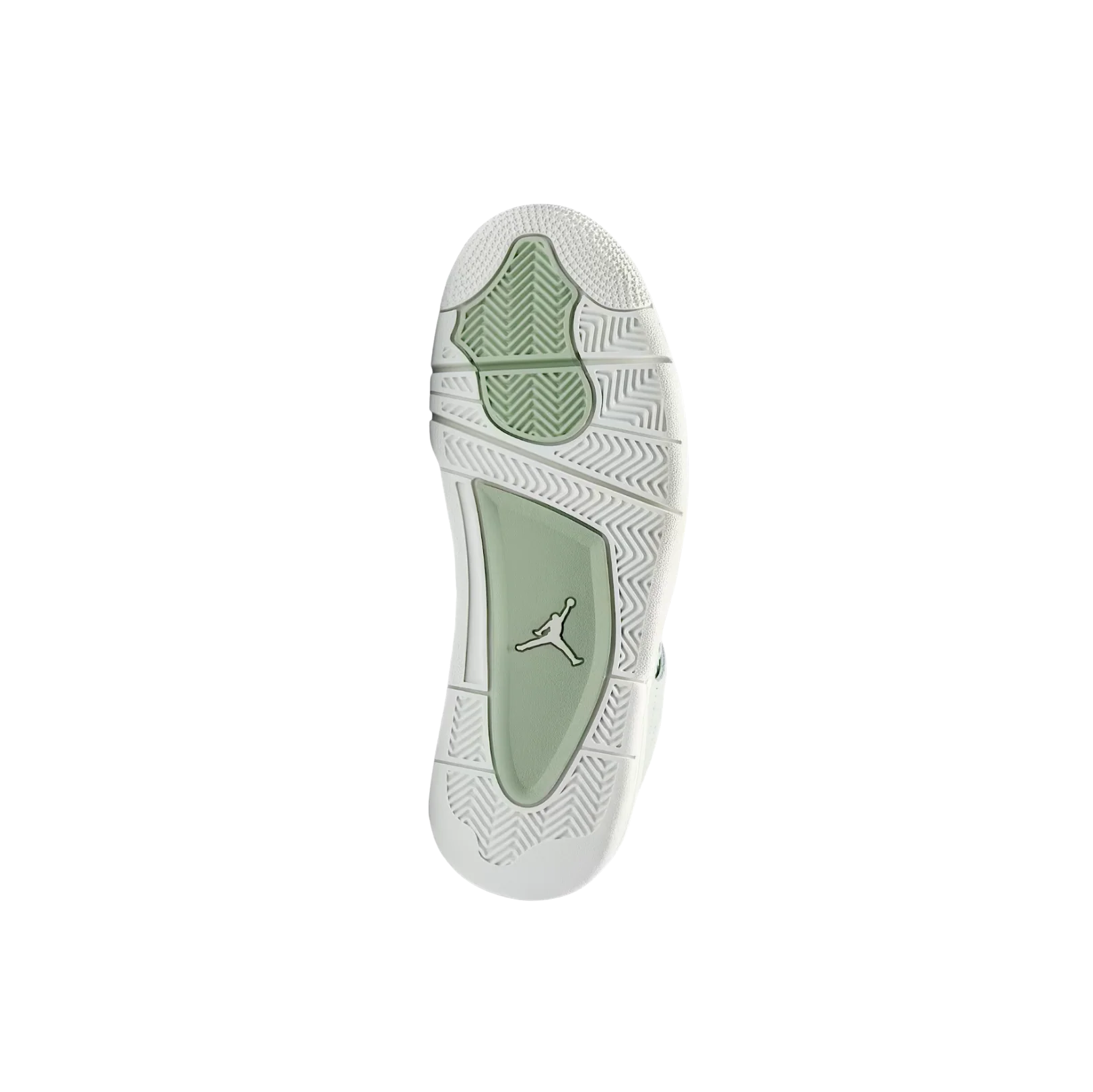 Jordan 4 Retro Seafoam – vue semelle extérieure avec motif antidérapant et logo Jumpman